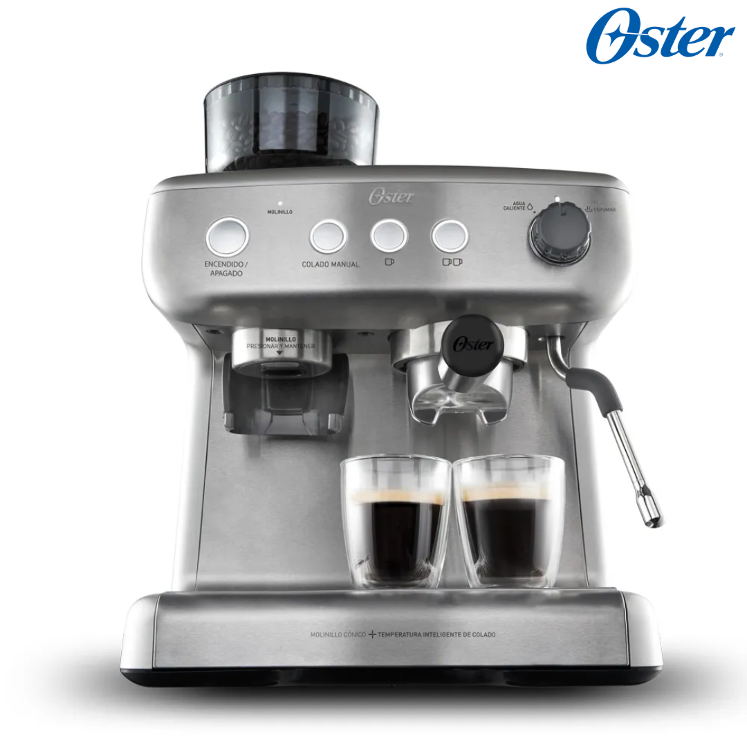 Cafetera para Café Espresso Perfect Brew 15 Bar 12 Tazas con Molino de Granos Integrado Oster BVSTEM7300 OSTER