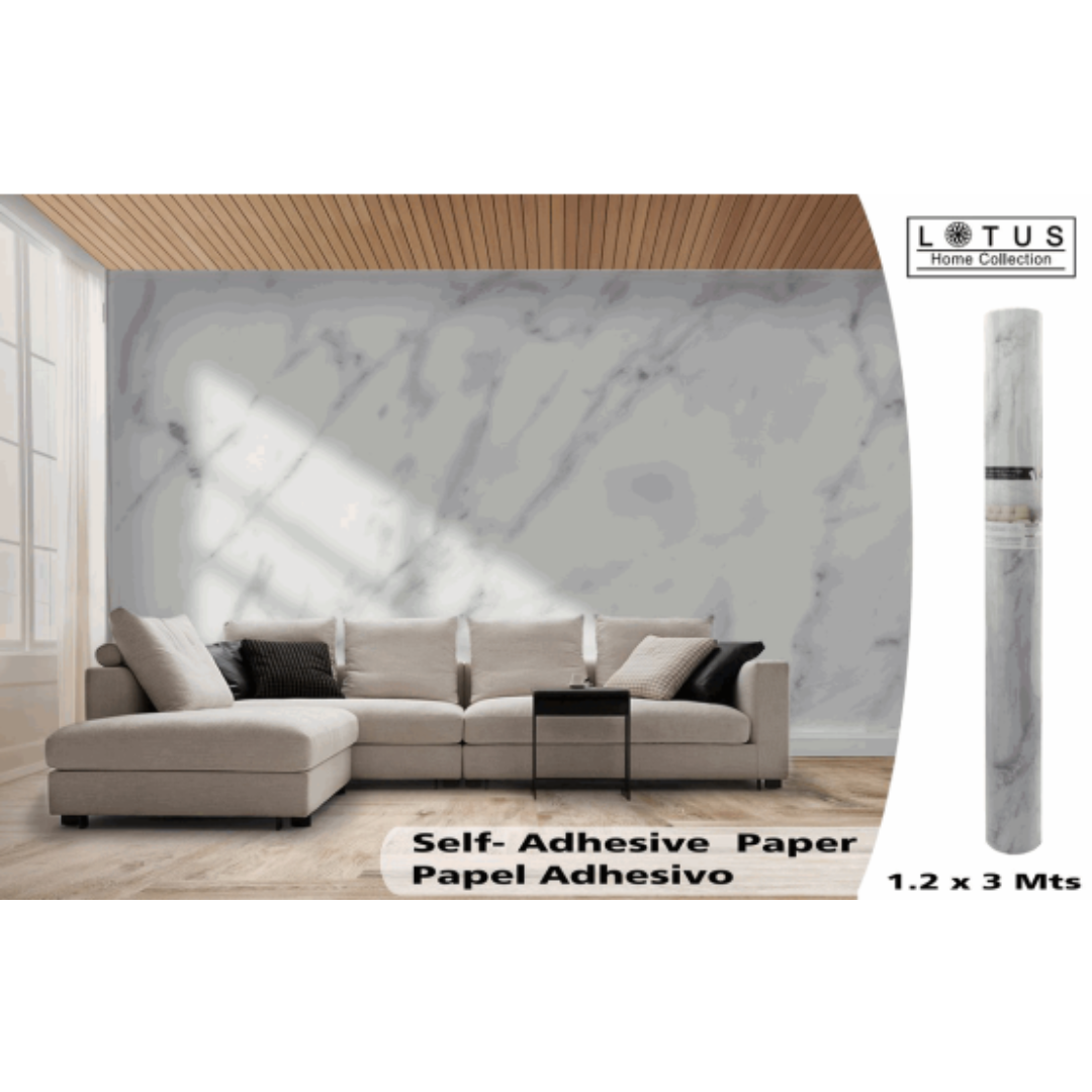 Rollo Papel Adhesivo para Pared con Diseños 1.2x3mt LHC-WL-1024 Lotus Estilo Mármol