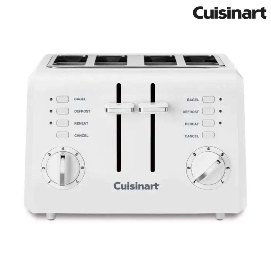 (LLEGANDO 5 DE MAYO) Tostadora de Pan Compacta de 4 Rebanadas Blanca Cuisinart CPT-142P1