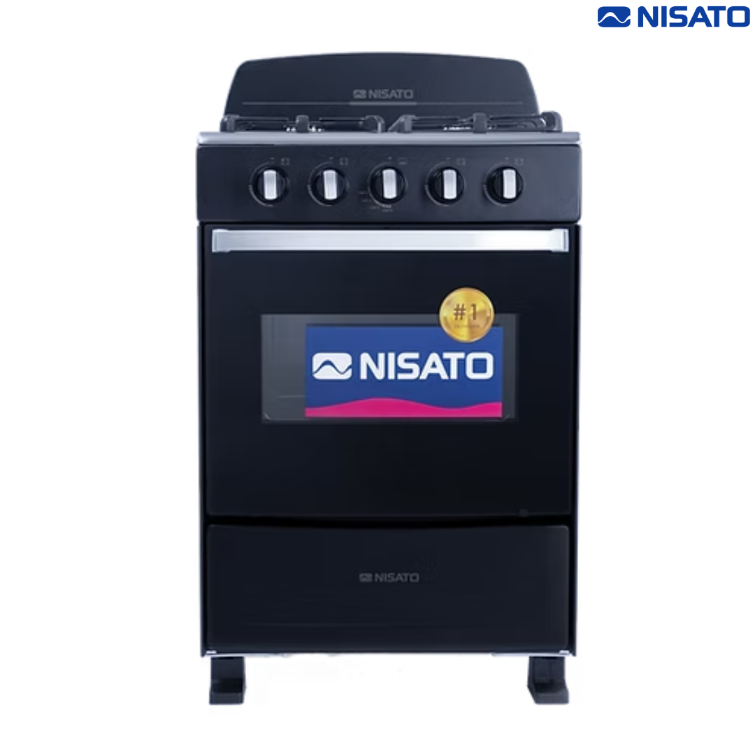 Estufa con Horno 24" 4 Quemadores a Gas Negro Nisato NE-2430RMS (A)