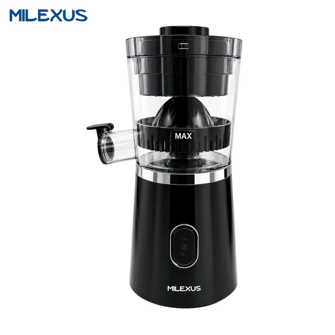 Exprimidor Eléctrico de Cítricos Milexus ML-JC134, Extractor de Jugo de Naranja y Limón con Salida Directa, Color Negro