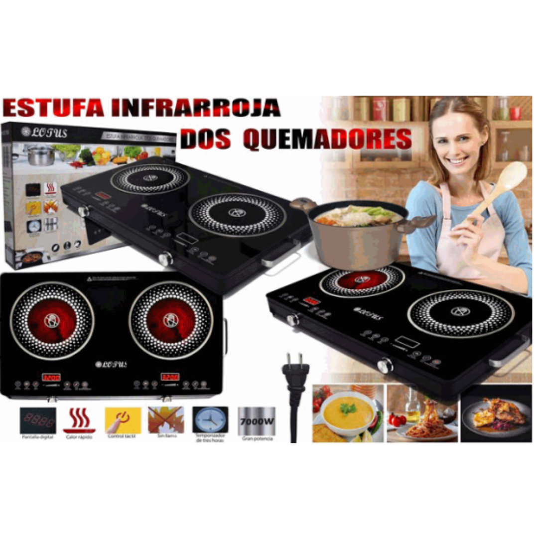 Estufa de Inducción Eléctrica de 2 Quemadores Lotus 7000W LT-2315-2 LOTUS