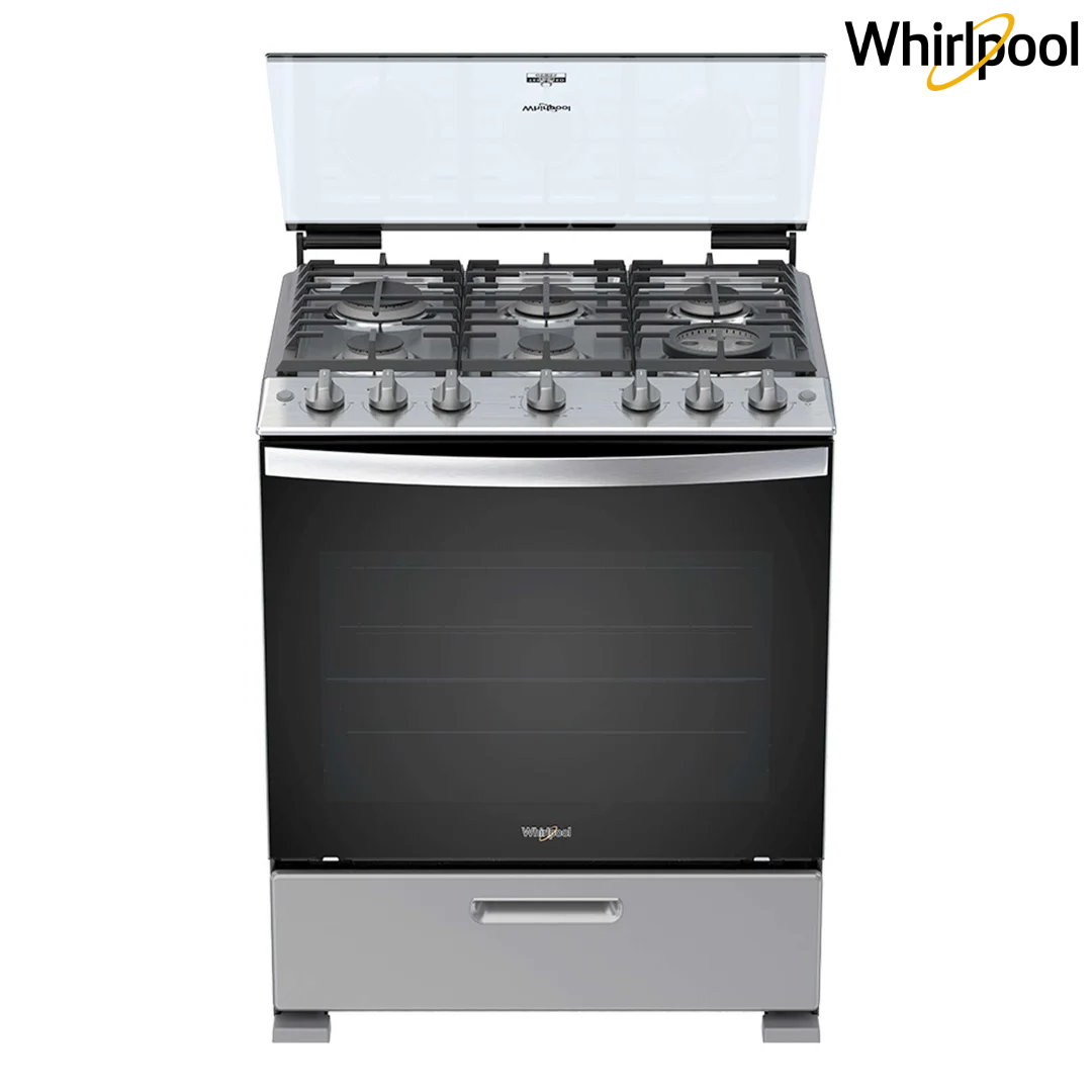 Estufa con Horno a Gas Whirlpool LWFR5000D de 30 Pulgadas con 6 Quemadores Xpert Flamma y Parrillas de Hierro Fundido