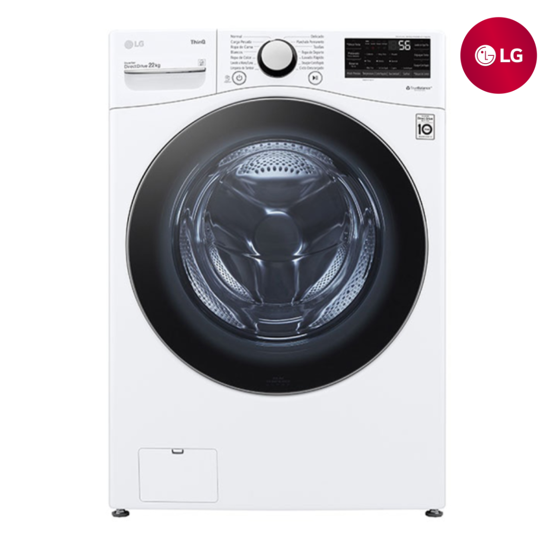 Lavadora Automática Carga Frontal 22kg ThinQ Steam TurboWash LG WM22WV2S6BR LG
