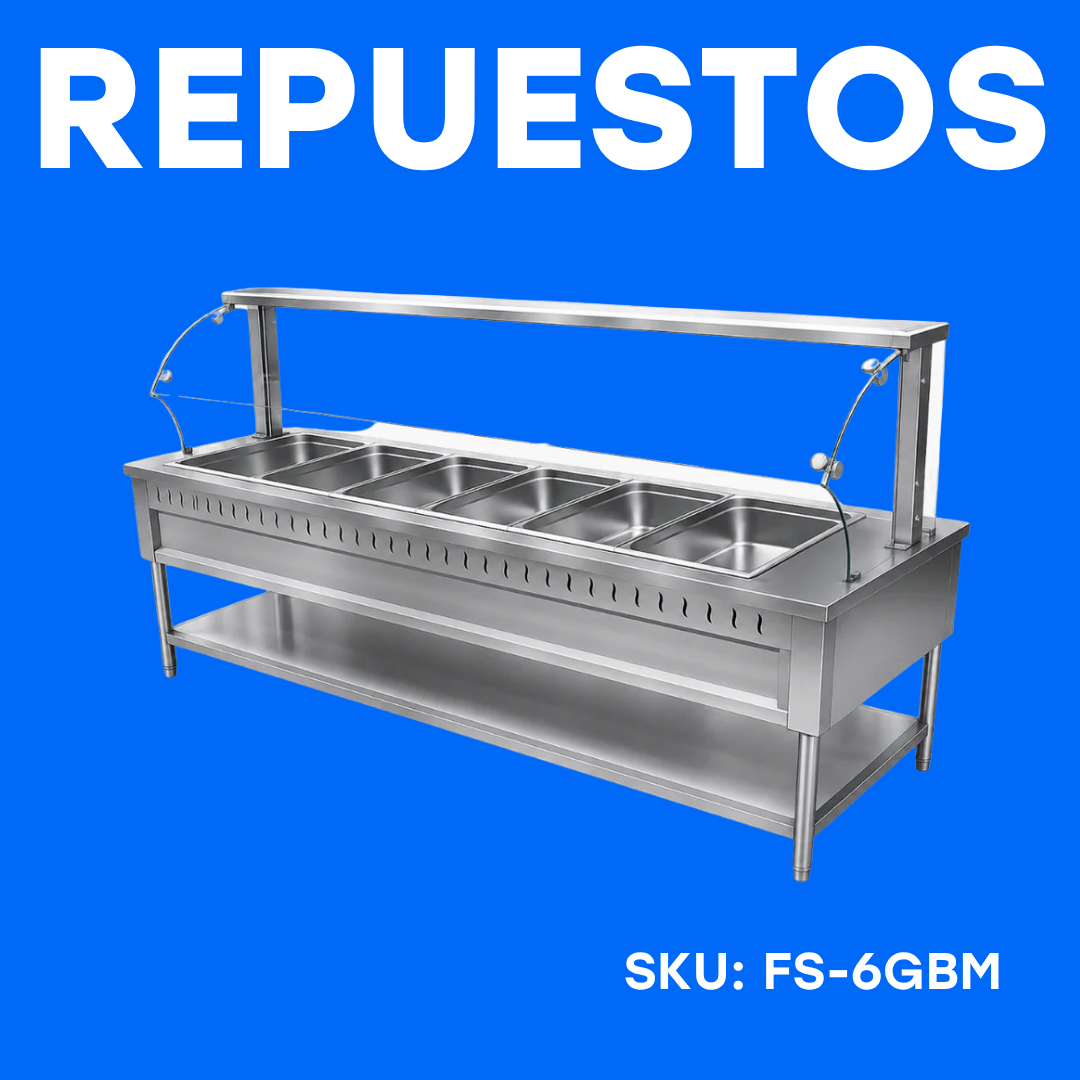 Repuestos para Baño María a Gas con Pedestal de 6 Bandejas 210cm Largo FS-6GBM