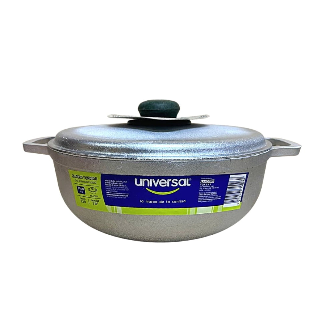 Caldero de Aluminio con Tapa de 1.5lb/24cm Universal C-97400 / PR-97400 Paila. UNIVERSAL