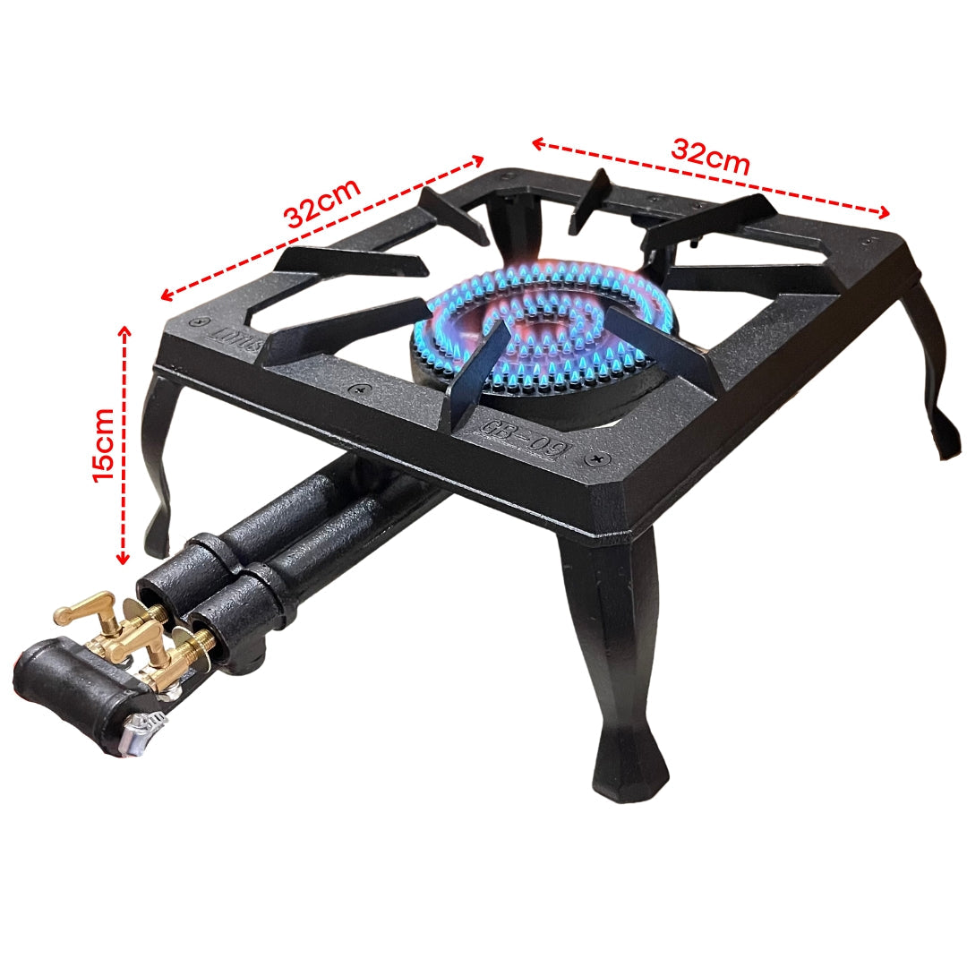 Estufa de Hierro para Mesa de 2 Llaves a Gas GB-09 Estufa. LOTUS