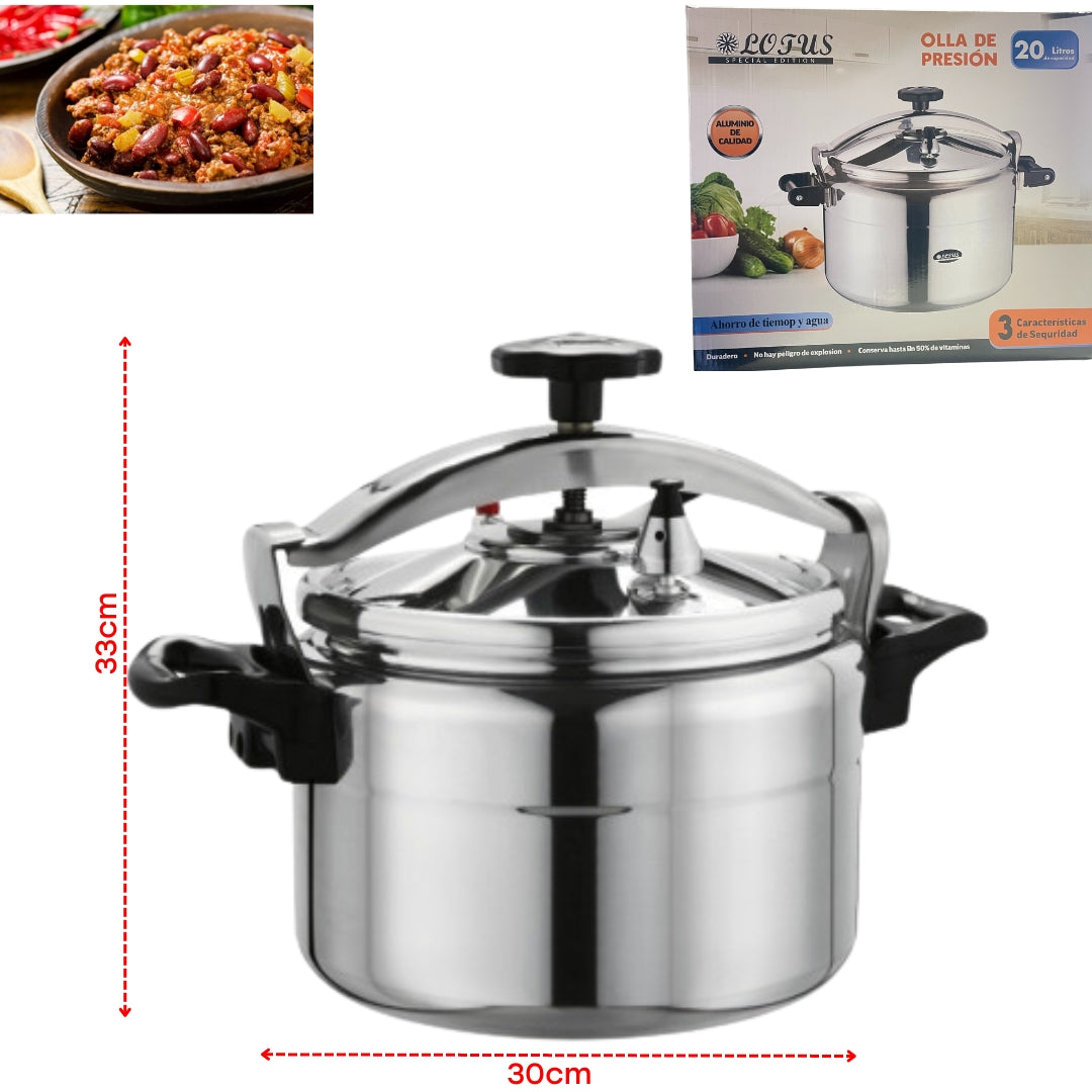Olla de Presión con 2 Agarraderos de 20 Litros Lotus LT-20LTR