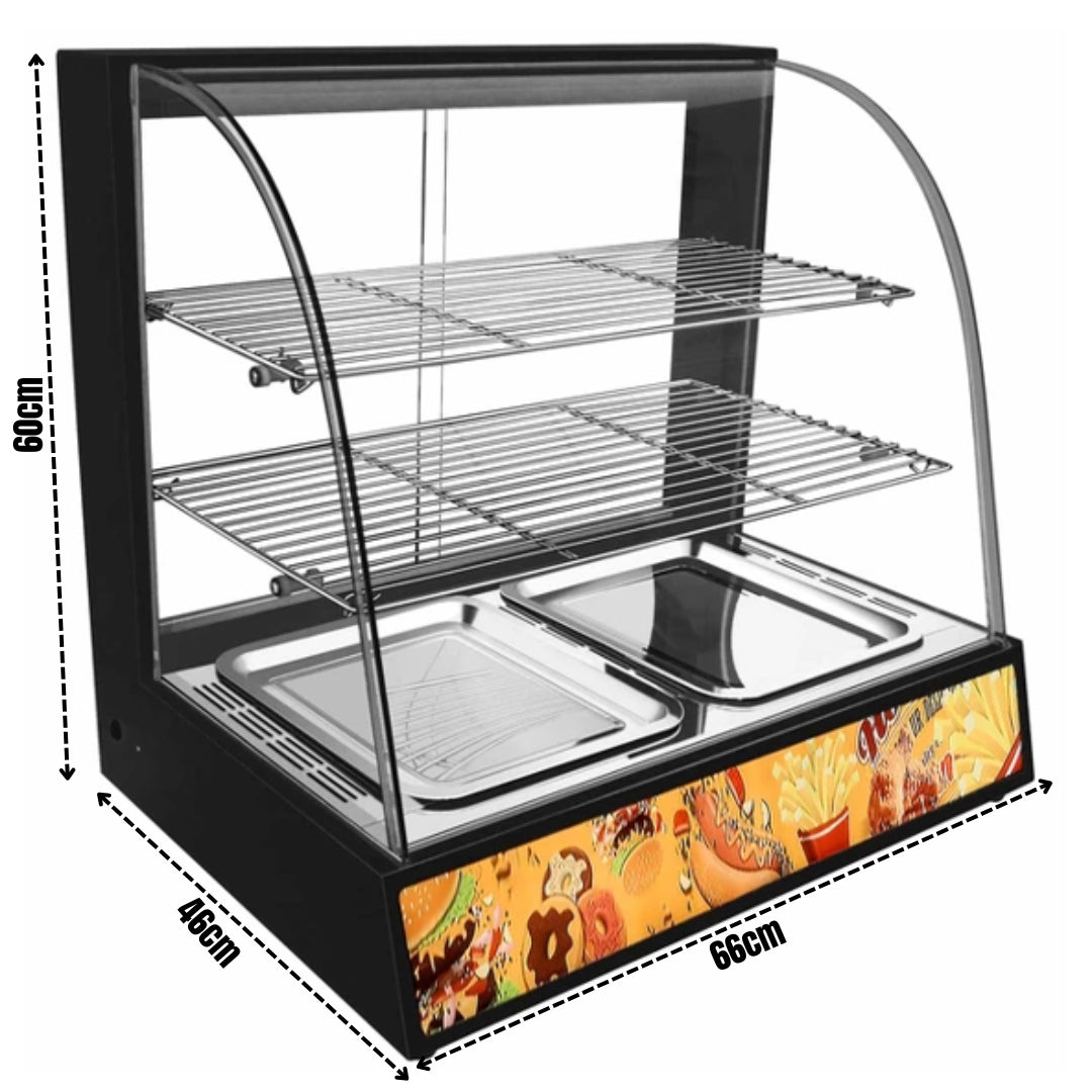 Vitrina Calentador Negro 660x460x600mm DH-827 Selecto