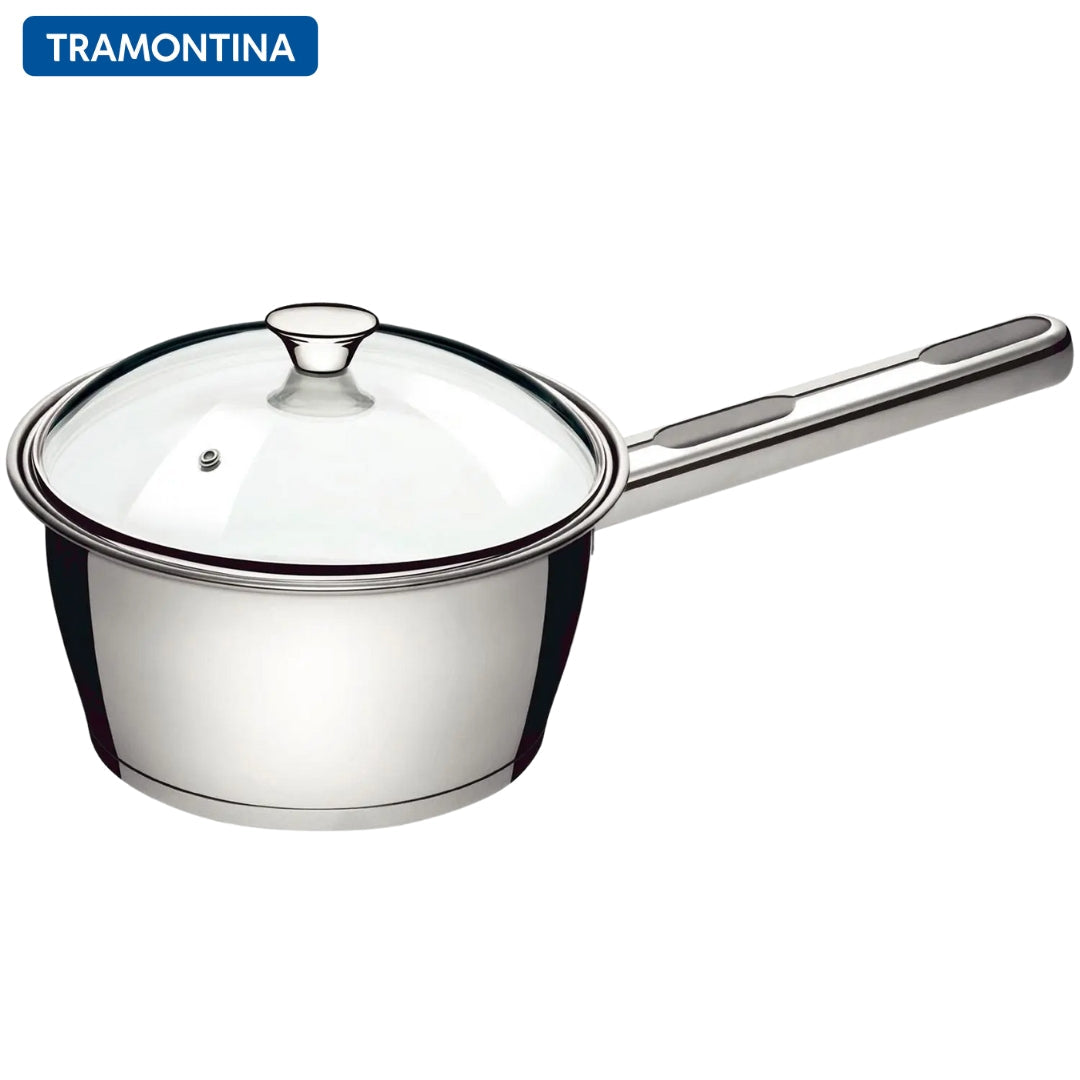 Panela de Acero Inoxidable 1.50 Litros con Tapa de Vidrio TRAMONTINA 62651/168 TRAMONTINA