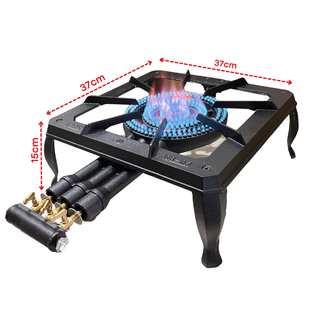 Reverbero de Hierro para Mesa de 3 Llaves a Gas GB-07 Estufa.