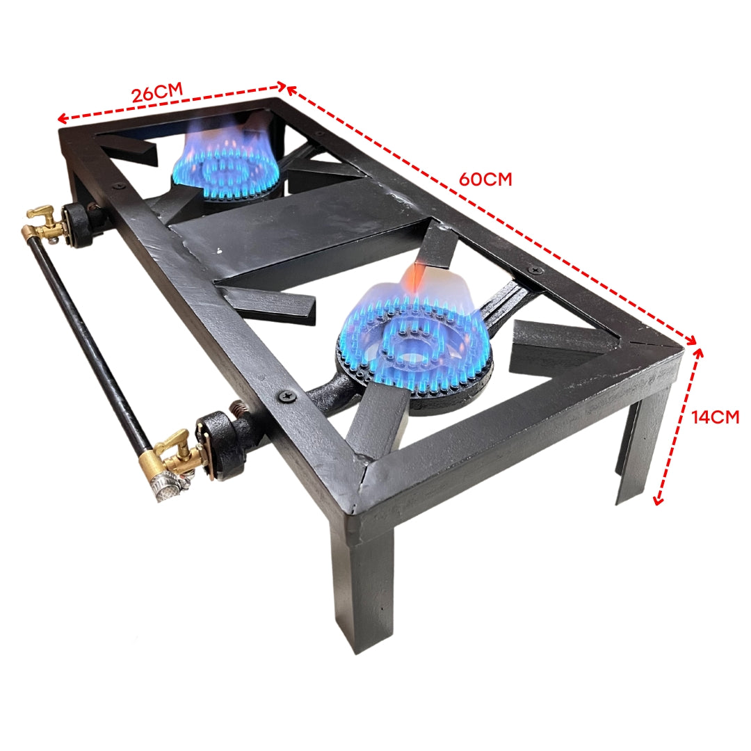 Estufa de Hierro con Espacio de 2 Quemadores SGB-02 Larga Reverbero.