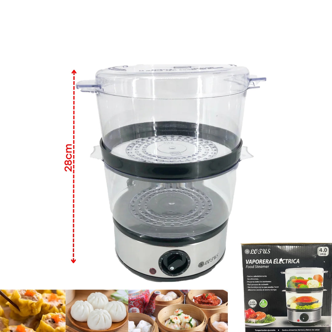 Vaporera de 2 Niveles 4.0L Eléctrica Lotus LT-FS4L