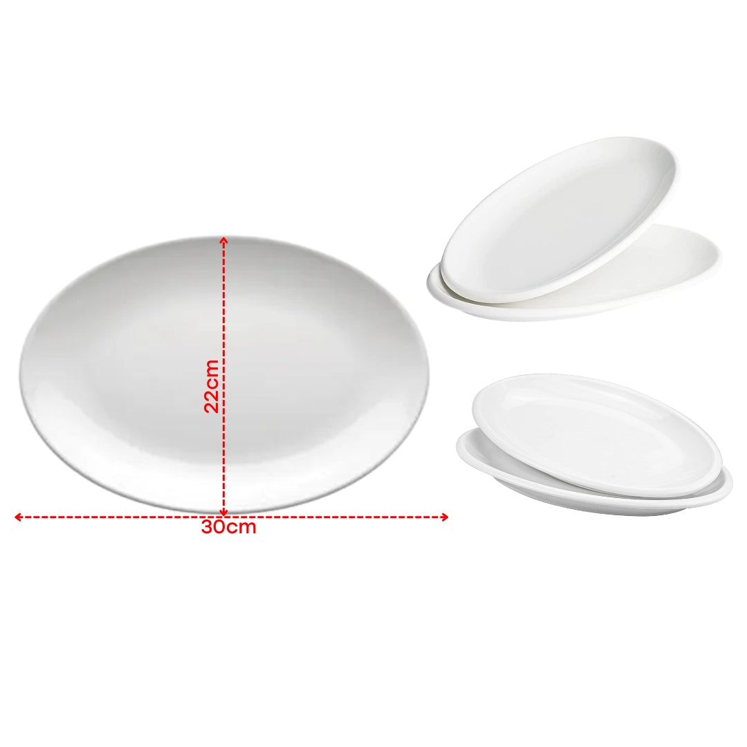 Plato de Melanina Ovalado de Color Blanco 22X30cm BG-G38002-12W Selecto Panama
