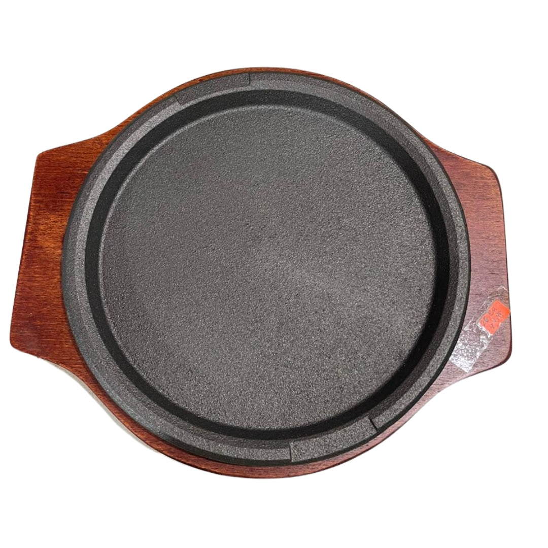 Plancha de Hierro Fundido con Madera Redondo 26cm hasta 30cm