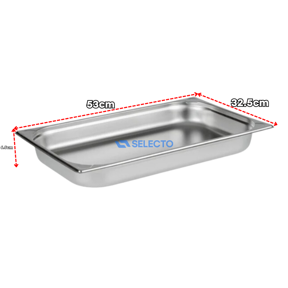 Bandeja GN Pan de Acero Inoxidable 1/1x65mm 530*325*100mm 440204 Selecto