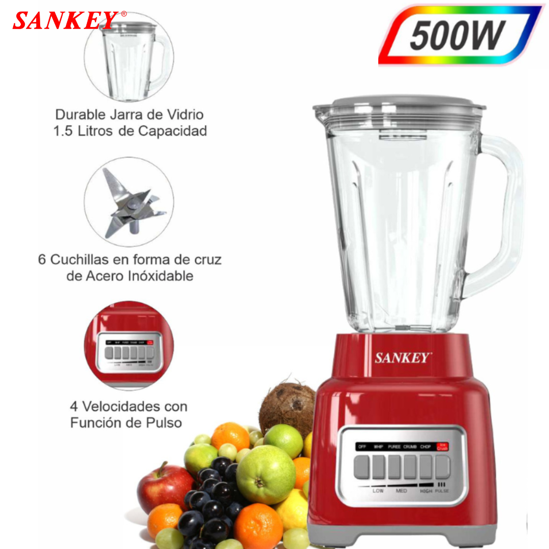 Licuadora de Jarra de Vidrio 1.5L Potencia 500W Sankey BL-703G SANKEY