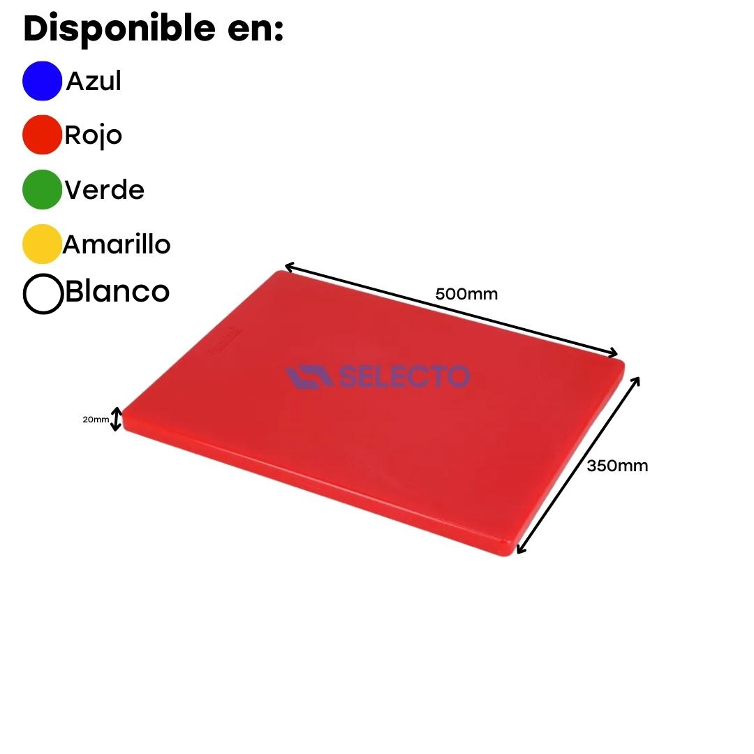 Tabla de Picar de Polietileno de 500x350x20mm Azul, Rojo, Verde, Amarillo & Blanco Selecto