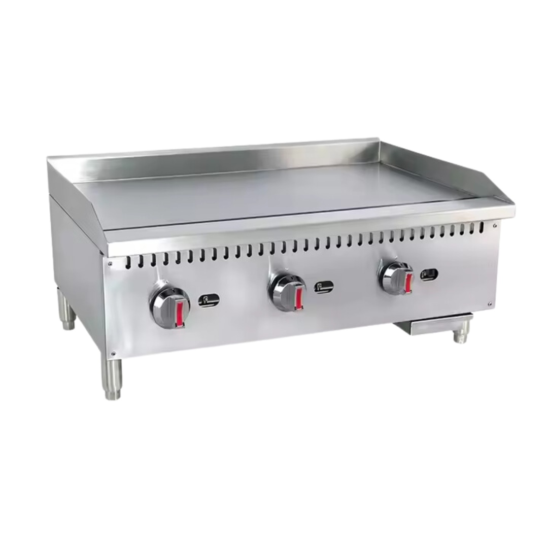 (DE USO PROFESIONAL) Plancha a Gas Industrial de Acero Inoxidable 3 Quemadores 36"/90cm HLRG-900 Selecto