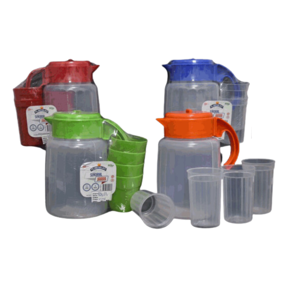 Set de 4 Vasos + Jarra de 2.5 Litros Libre de BPA 75004-V Selecto