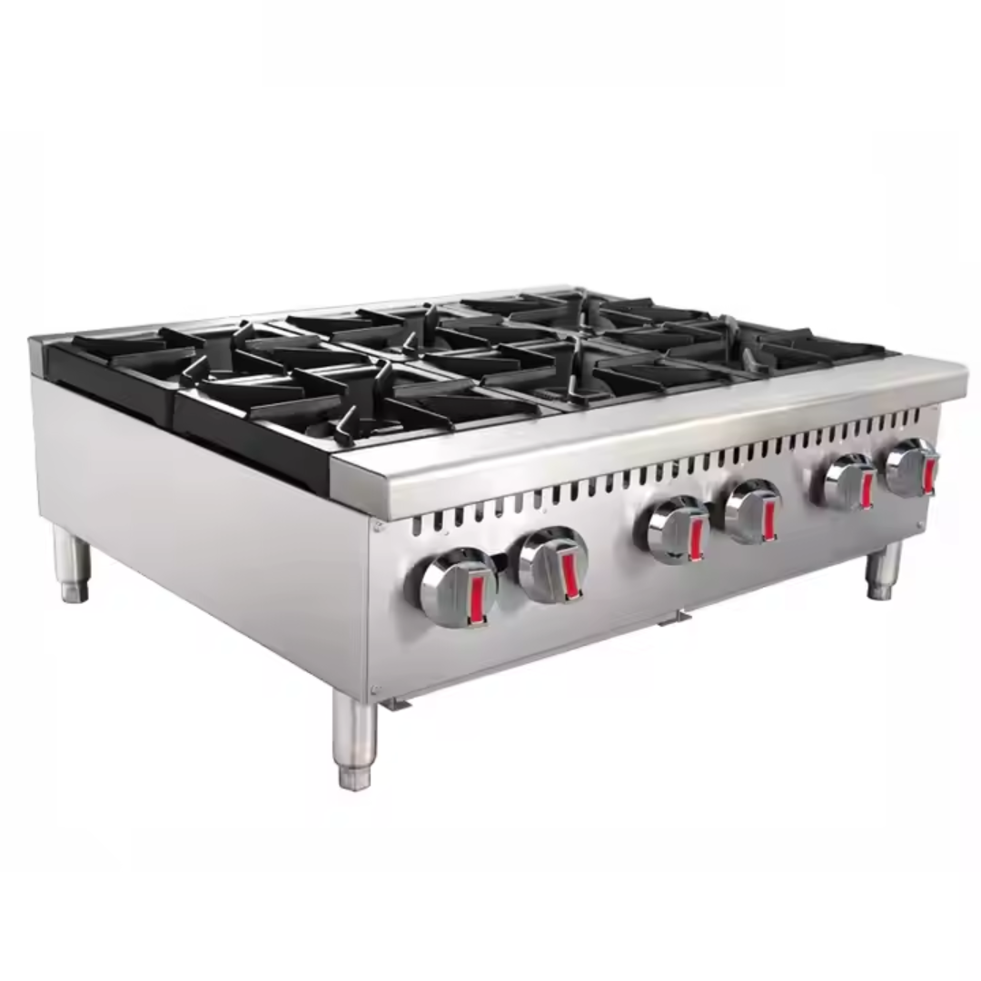 (DE USO PROFESIONAL) Estufa de Sobremesa de 6 Quemadores en Acero Inoxidable 36"/90cm HWS-6 Selecto