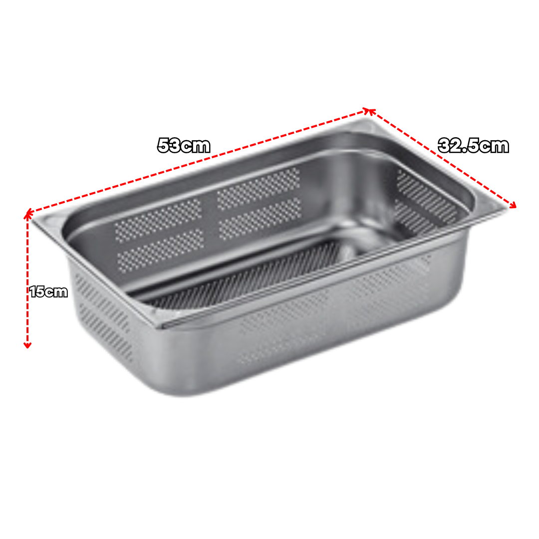 (LLEGANDO 31 DE DIC) Bandeja GN Pan Perforado de Acero Inoxidable 1/1x150mm 441205