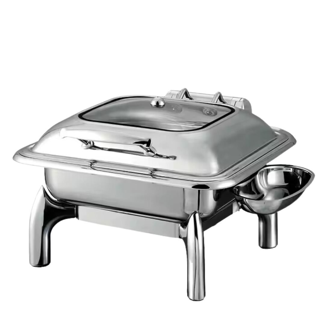 Chafing Dish Hotelero Cuadrado de Acero Inoxidable 6 Litros 430702 Buffet. Selecto
