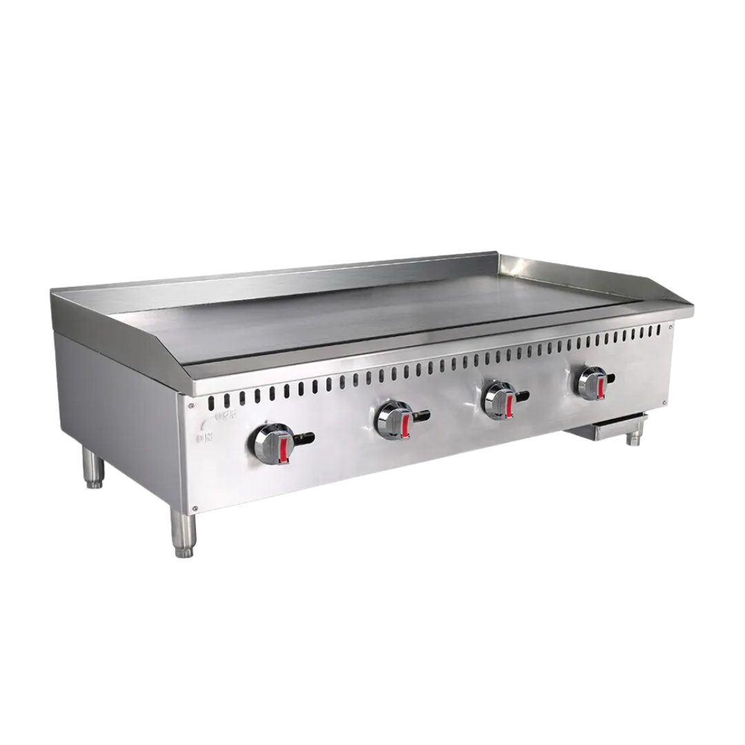 (DE USO PROFESIONAL) Plancha a Gas Industrial de Acero Inoxidable 4 Quemadores 48"/120cm HLRG-1200 Selecto