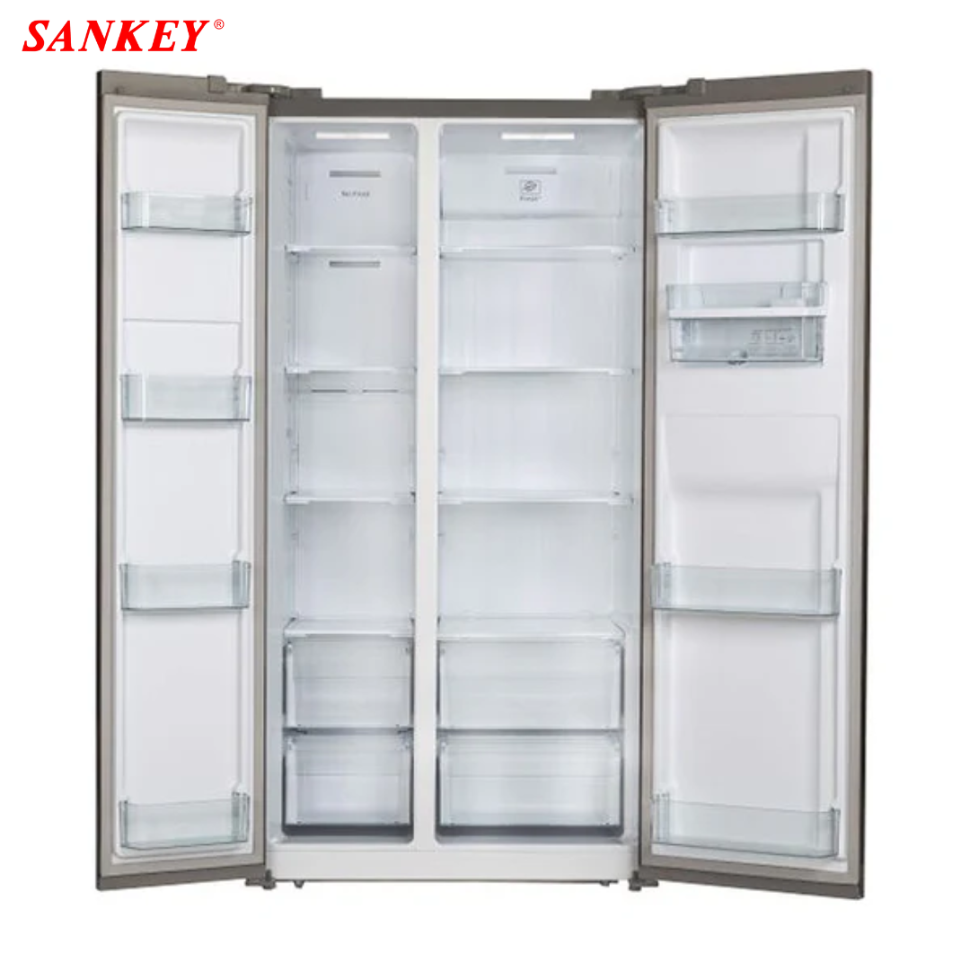 Refrigeradora Side by Side 18.9P3/537L No Frost Inverter con Dispensador de Agua Vidrio Blanco Sankey RF-19IN90WG SANKEY