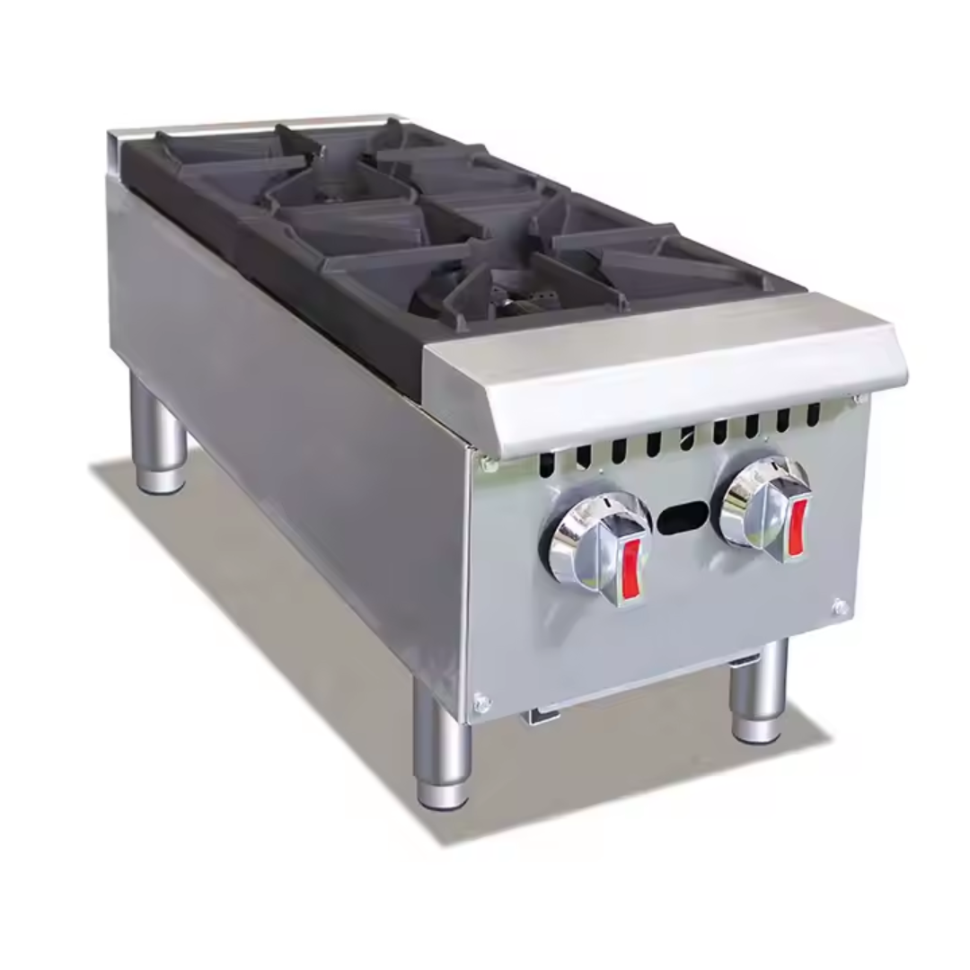 (DE USO PROFESIONAL) Estufa de Sobremesa de 2 Quemadores en Acero Inoxidable 12"/30cm HWS-2 Selecto