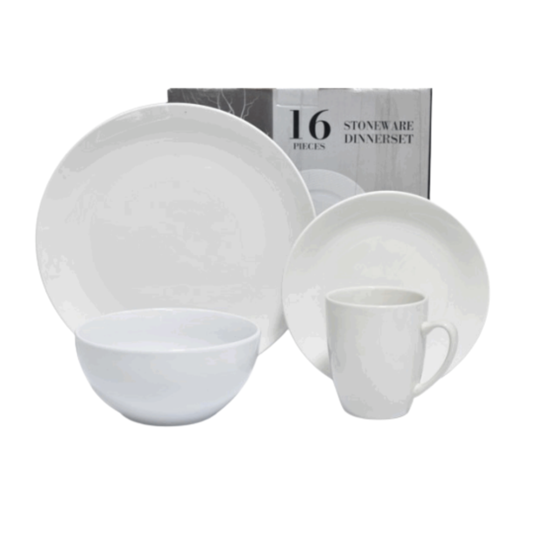Set de Vajillas de 16 Piezas de Porcelana Blanca ST-4102