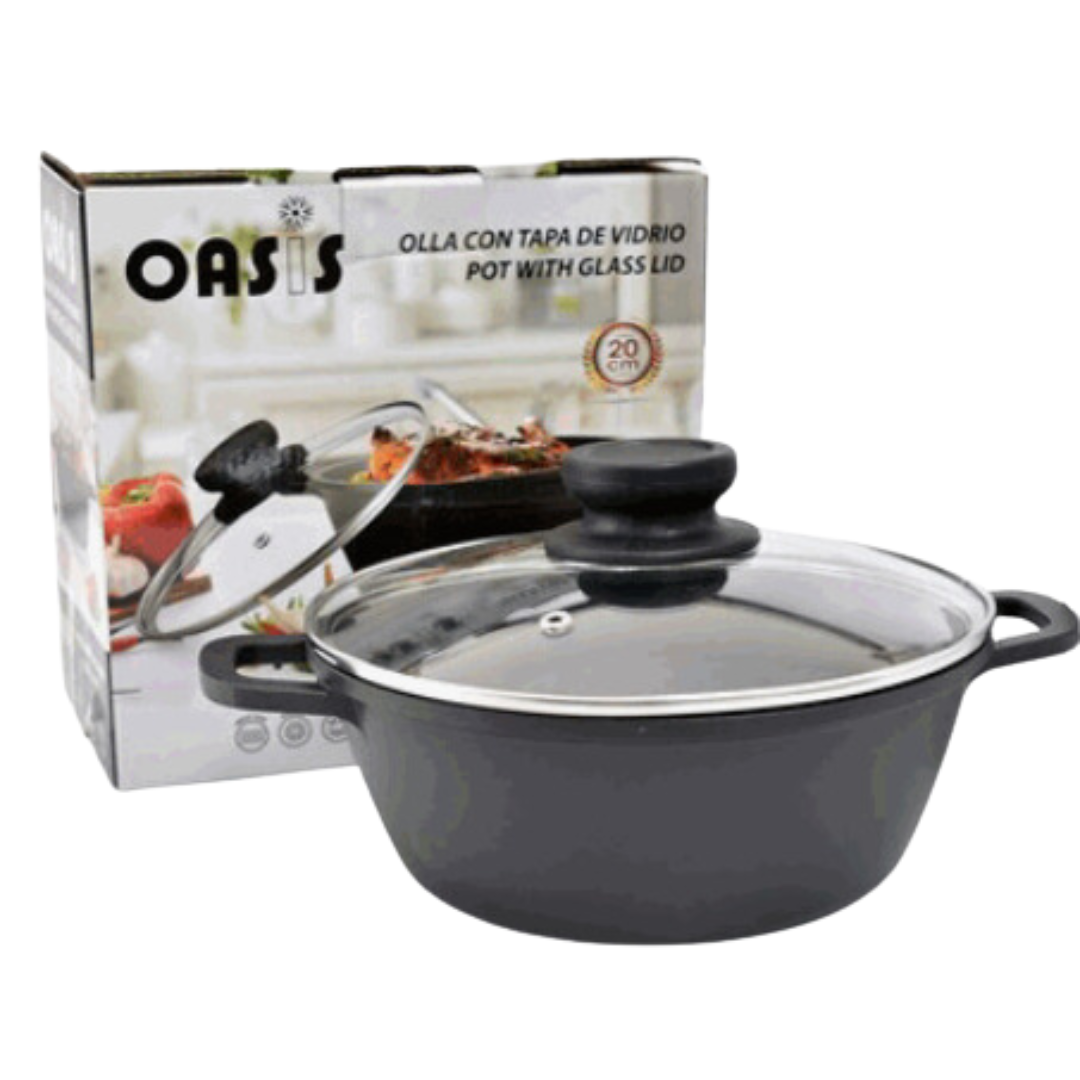 Olla con Tapa de Vidrio 20cm Oasis OS-8020 OASIS