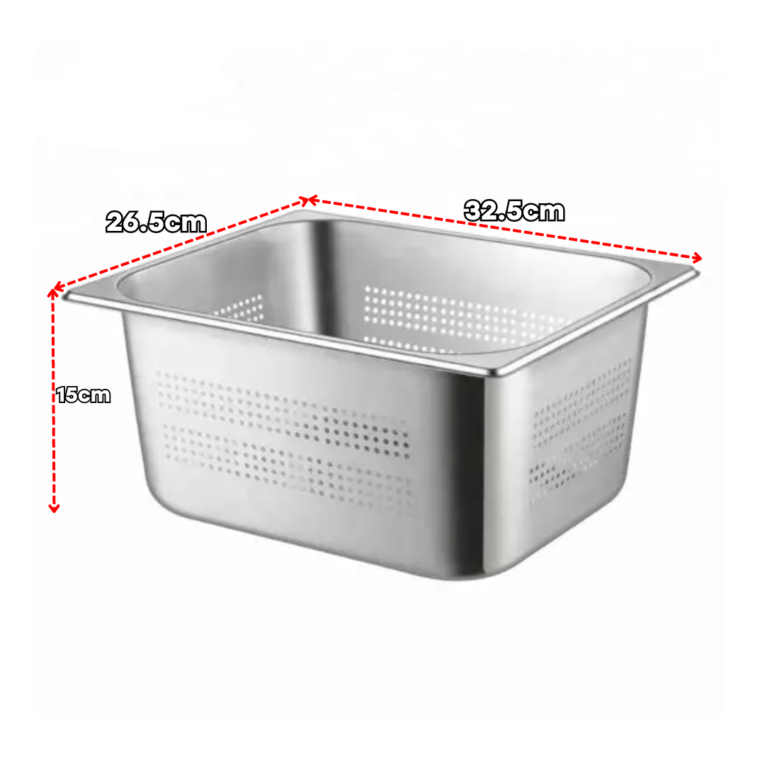 Bandeja GN Pan Perforado de Acero Inoxidable 1/2x150mm H5411P Selecto