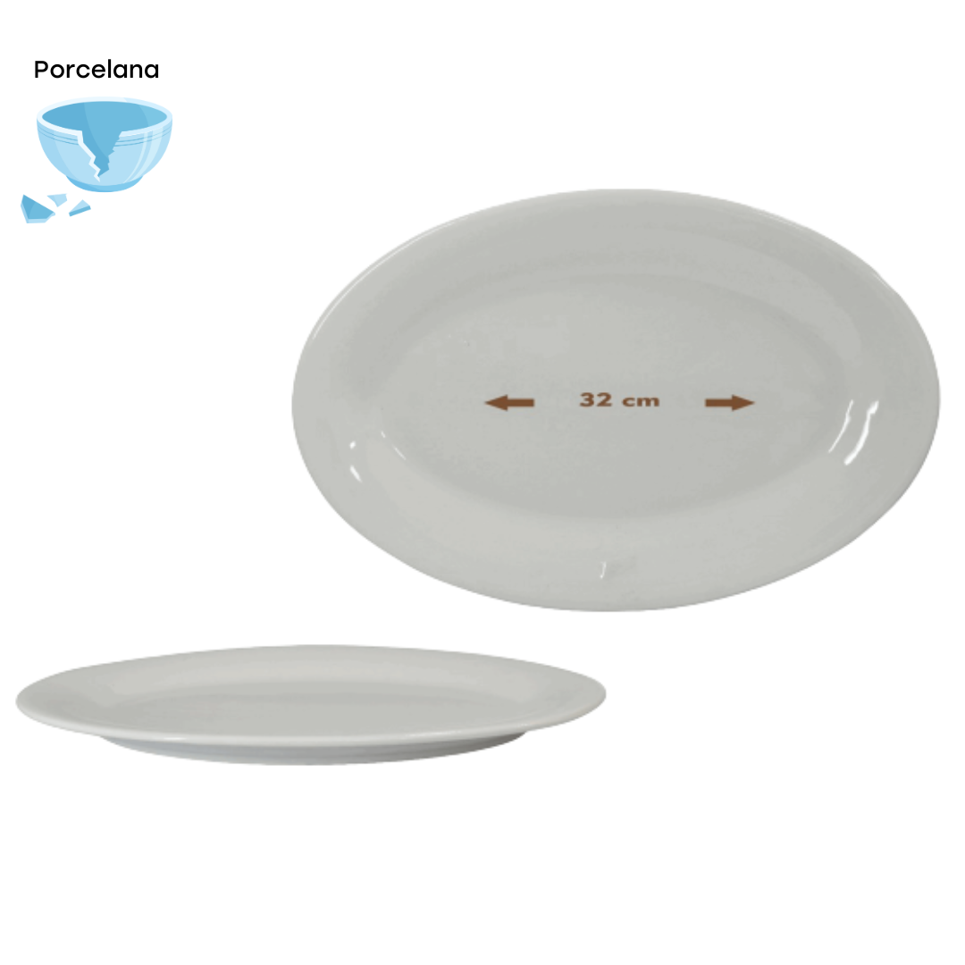 Plato Ovalado de Porcelana Blanco 12" 87688