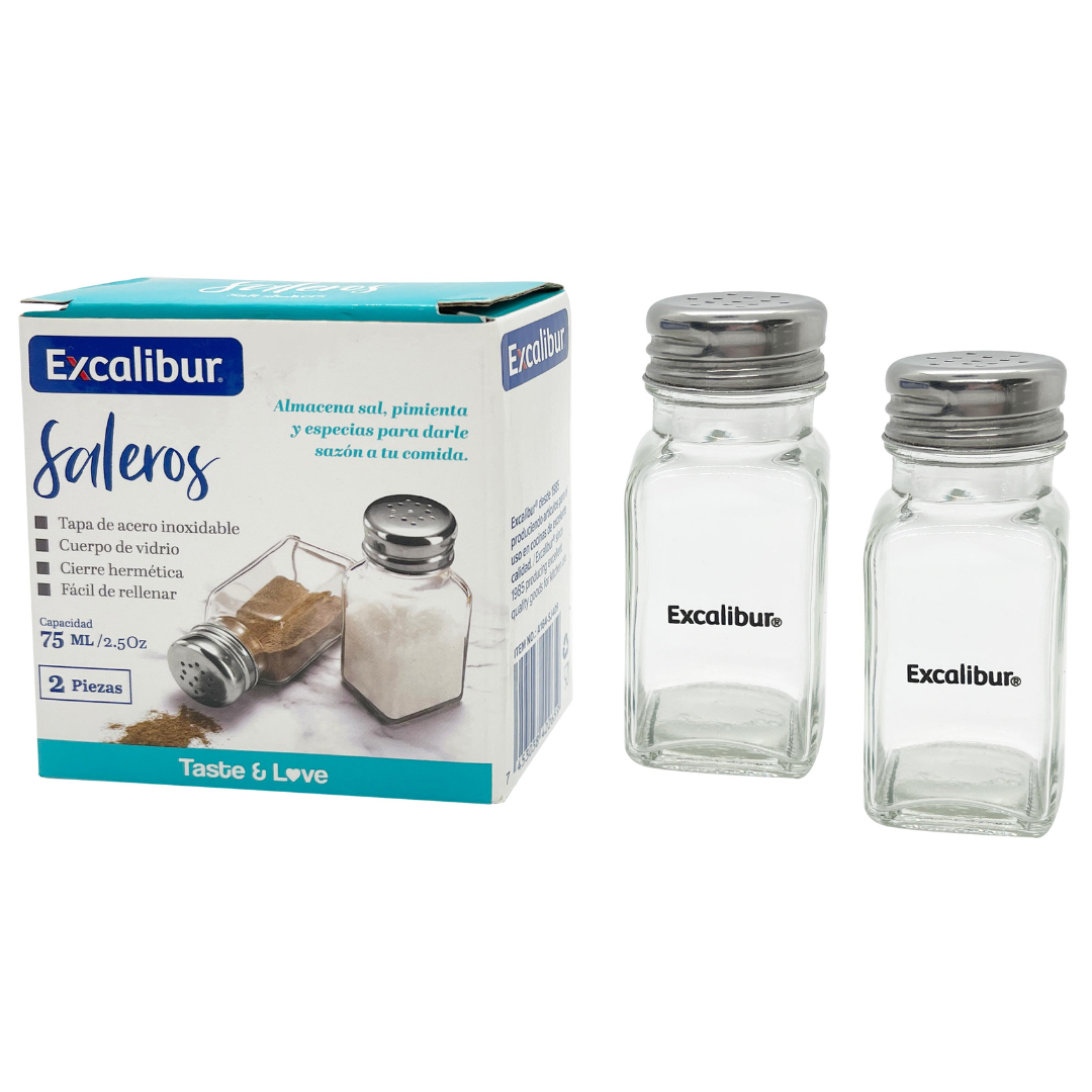 Set de 2 Saleros de Vidrio 75ml Excalibur A164-SJ409 EXCALIBUR
