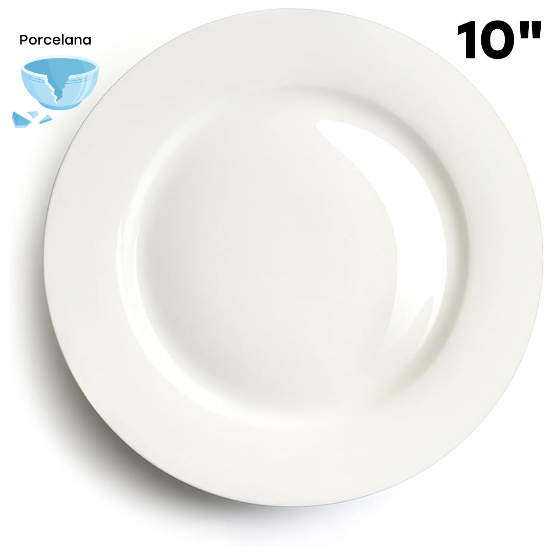 Plato Redondo de Porcelana Blanco 10" DX-0086