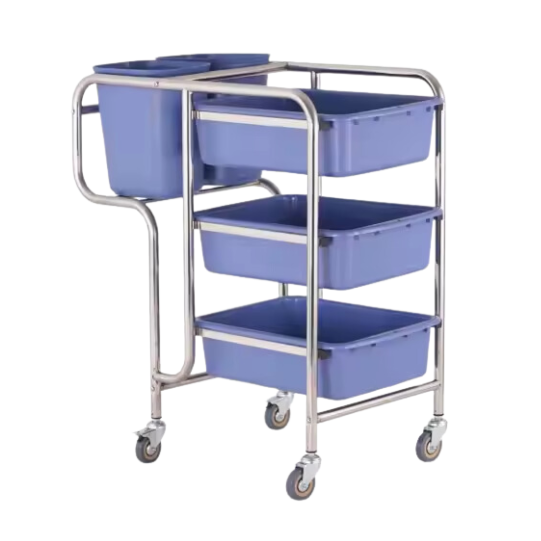 Carrito para Recoger Platos en Acero Inoxidable Incluye 5 Bandejas de PVC 120701 Selecto