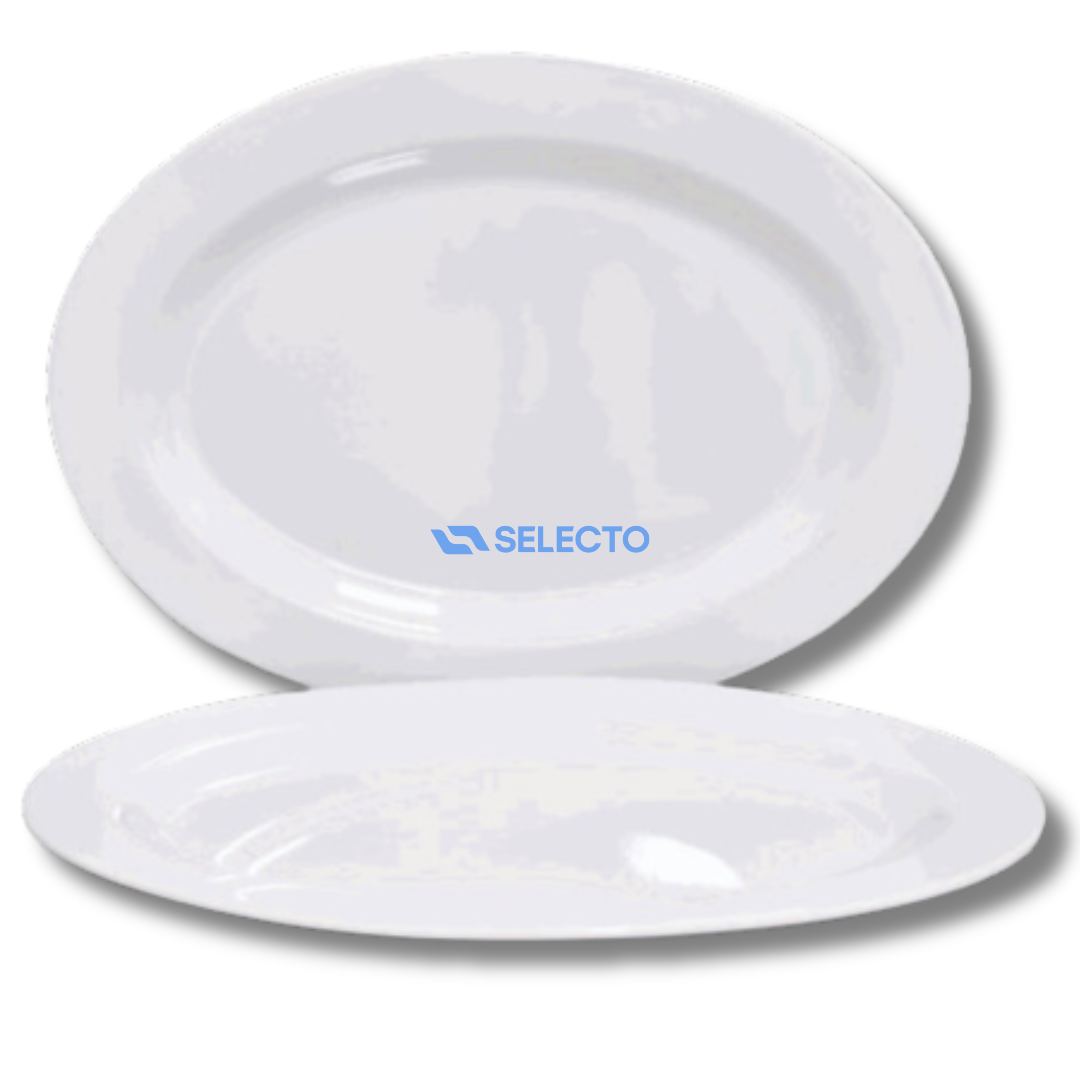 Plato Ovalado de Melamina Blanco 14" BG-205-W Selecto