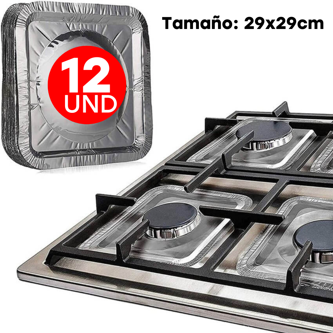 Set de 12und de Protectores de Aluminio para Cocina 29x29cm P-PALU04 Selecto