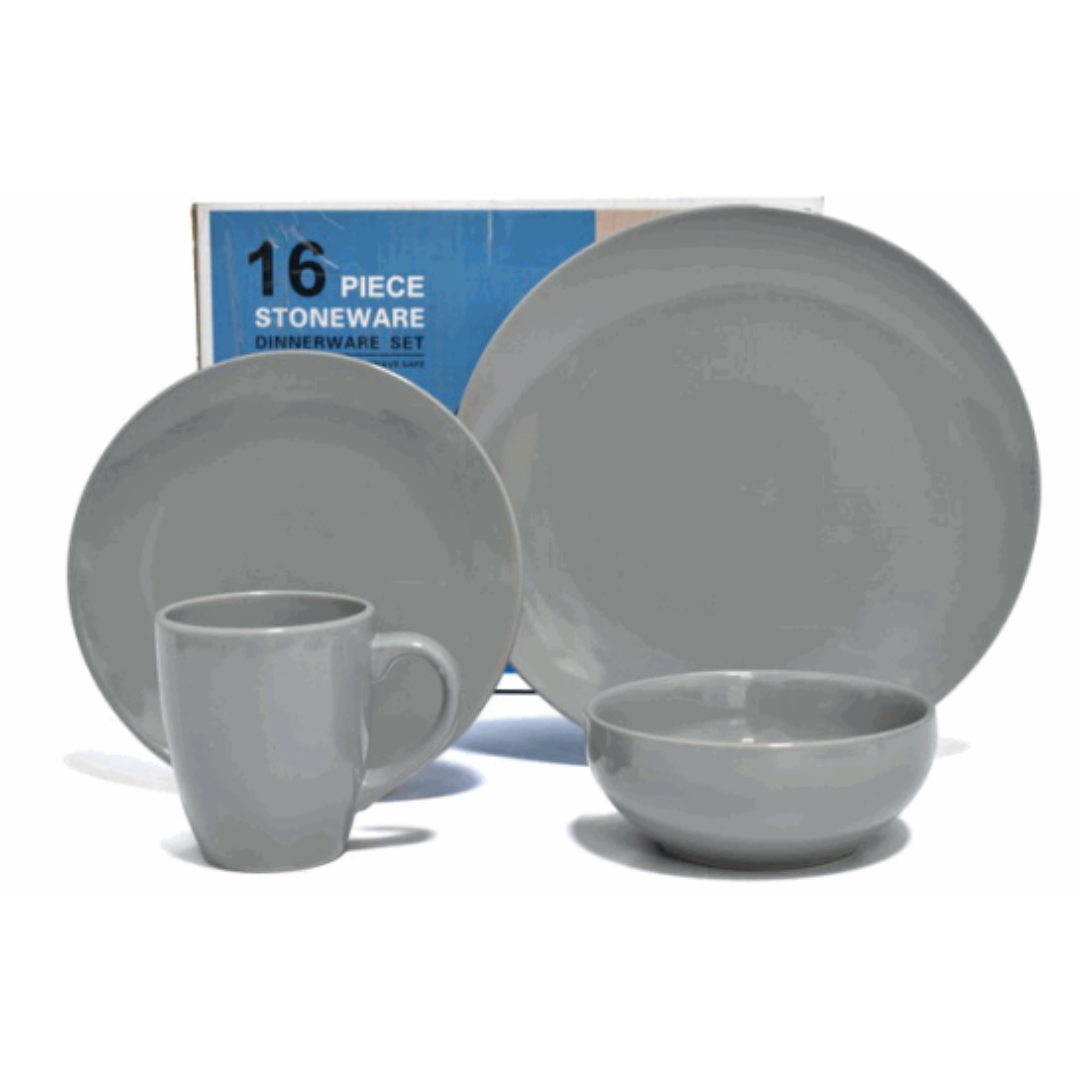 Set de Vajillas de 16 Piezas de Porcelana Gris ST-4112