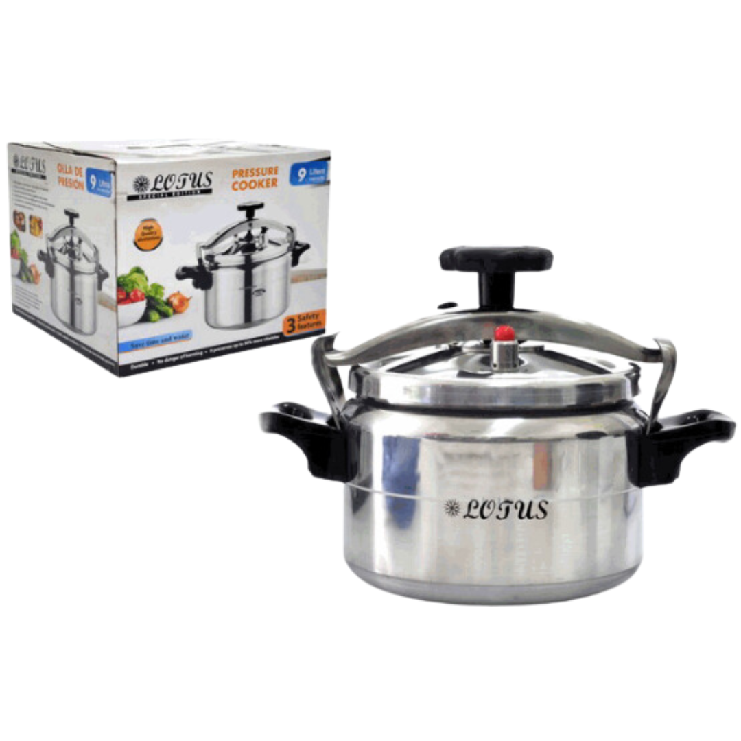 Olla de Presión de Acero Inoxidable con 2 Agarraderos 9 Litros LT-9LTR-N Lotus LOTUS