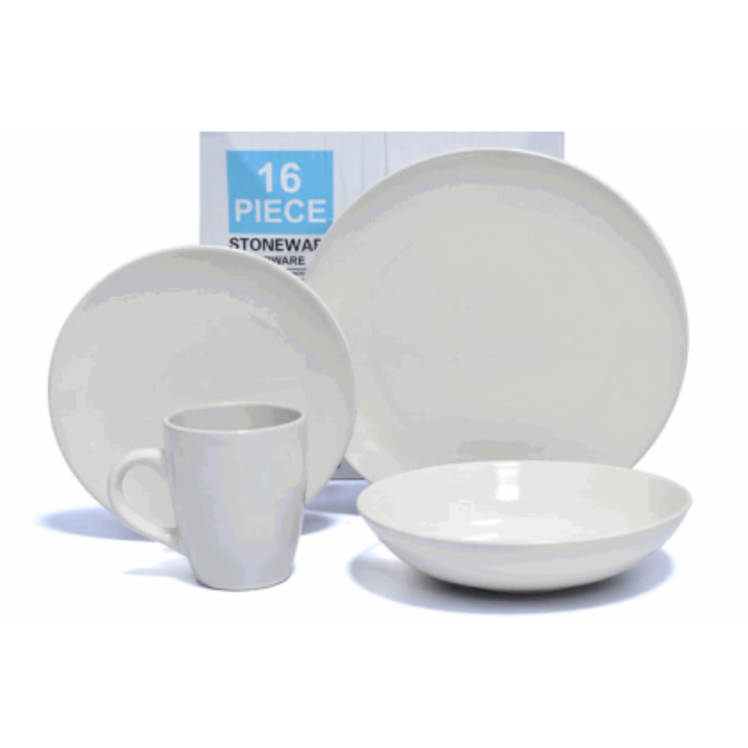 Set de Vajillas de 16 Piezas de Porcelana Blanco Crema ST-4108