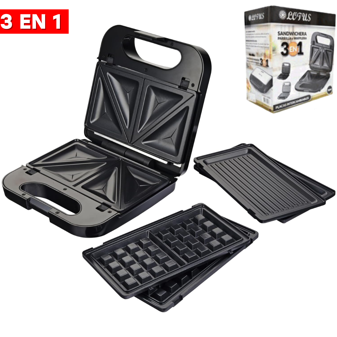 Sandwichera Eléctrica 3en1 750W Lotus LT-9840