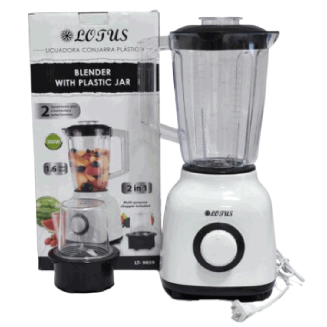 Licuadora 2en1 con Jarra Plástica de 1.6L Blanco Lotus LT-9859 LOTUS
