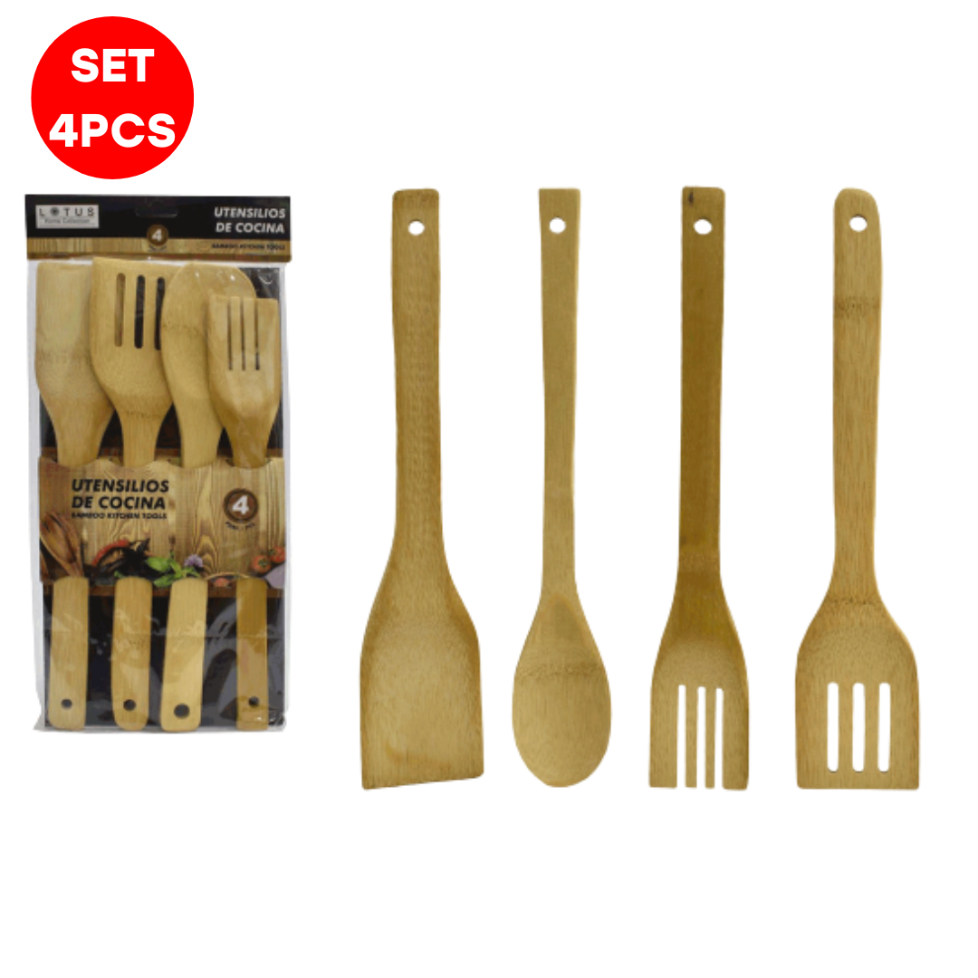 Set de 4 Piezas Cucharones de Bambú para Cocina 50197