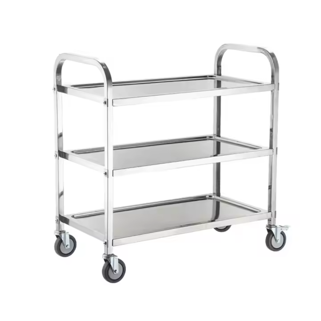 Carrito de Acero Inoxidable de 3 Niveles con Ruedas & Frenos 150kg 100202