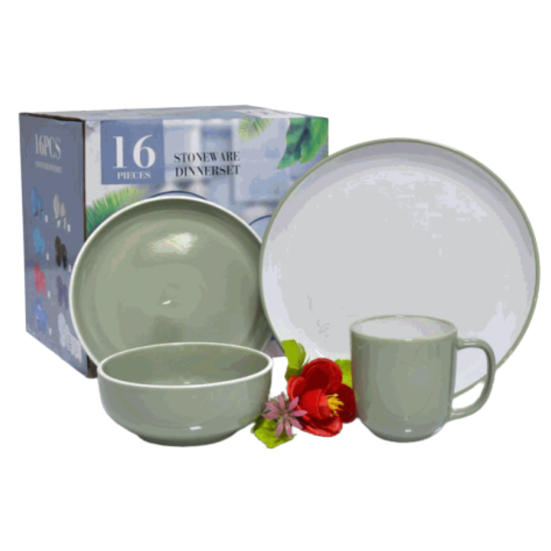 Set de Vajillas de 16 Piezas de Porcelana Verde ST-41053 Selecto