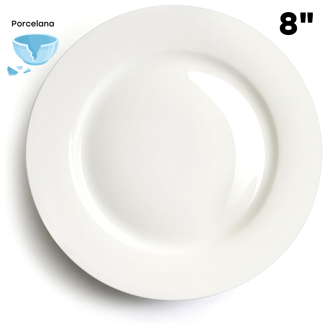Plato Redondo de Porcelana Blanco 8" 87696 Selecto