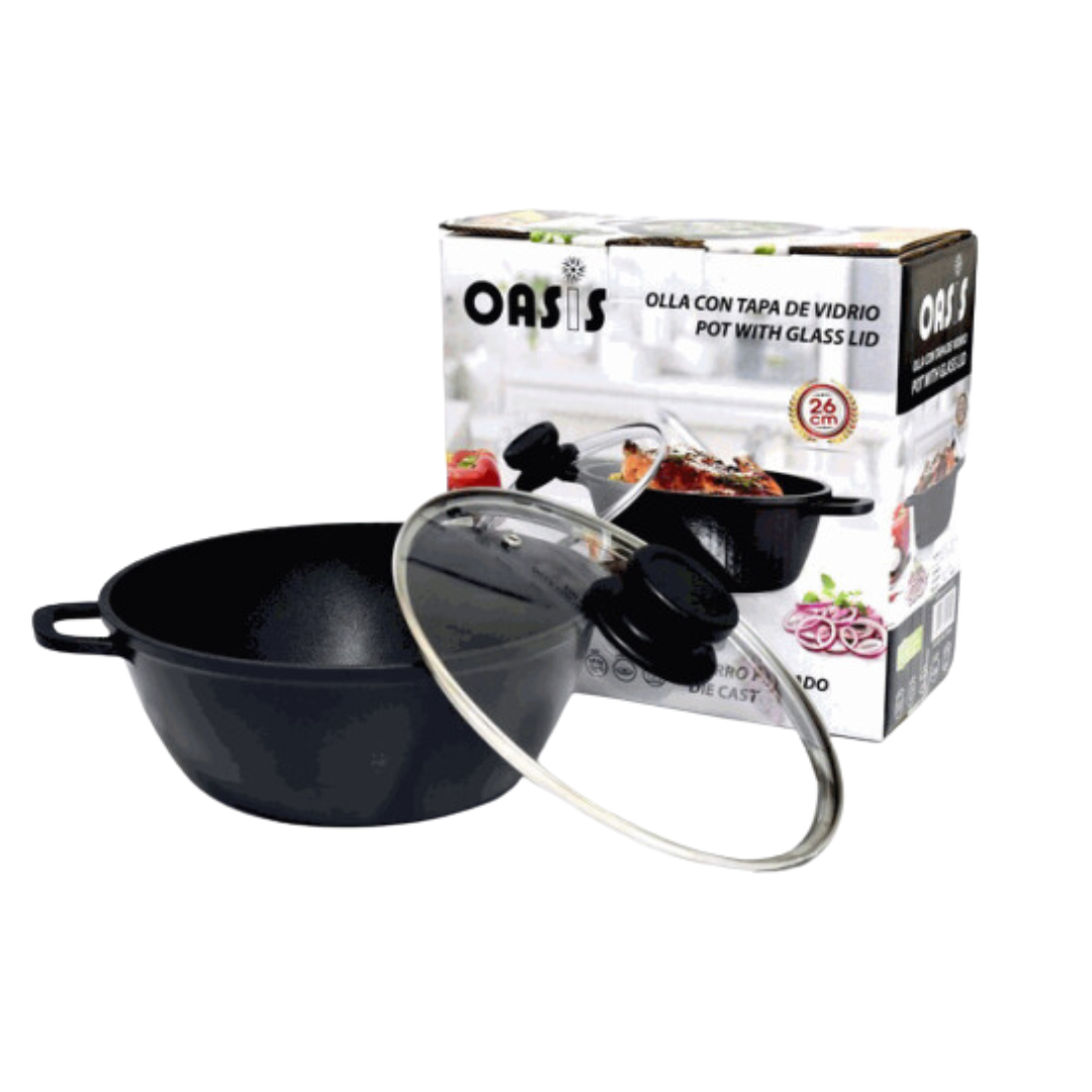 Olla con Tapa de Vidrio 26cm Oasis OS-8226 OASIS