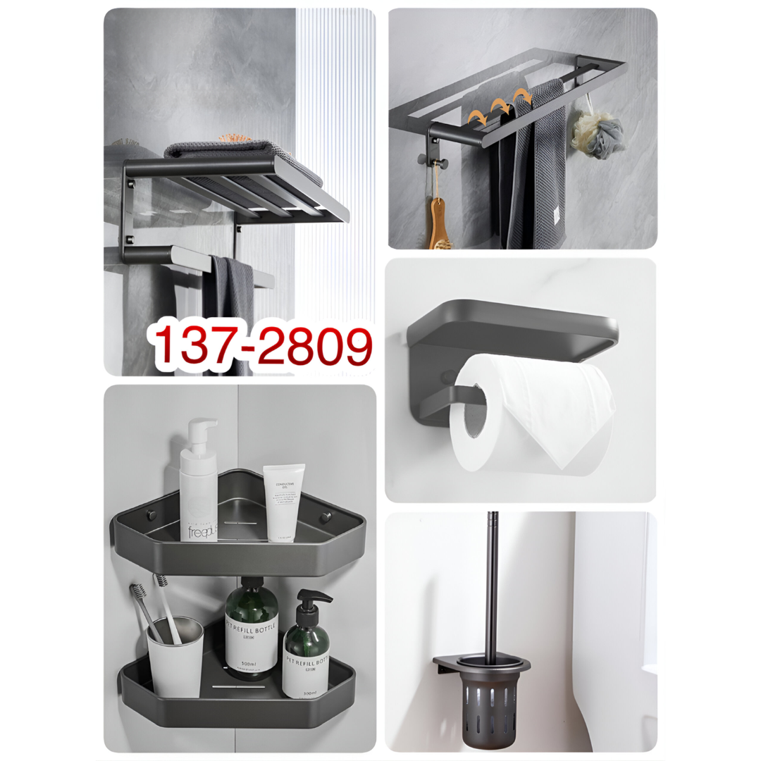 Kit de Organizadores para Baño de Aluminio Negro 2809B Selecto